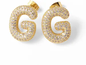 Bubble Initial Earrings for Women, Dainty Balloon Letter Earring Charm 14K Gold Plated Puffy Name Personalized A-Z Alphabet Statement Jewelry