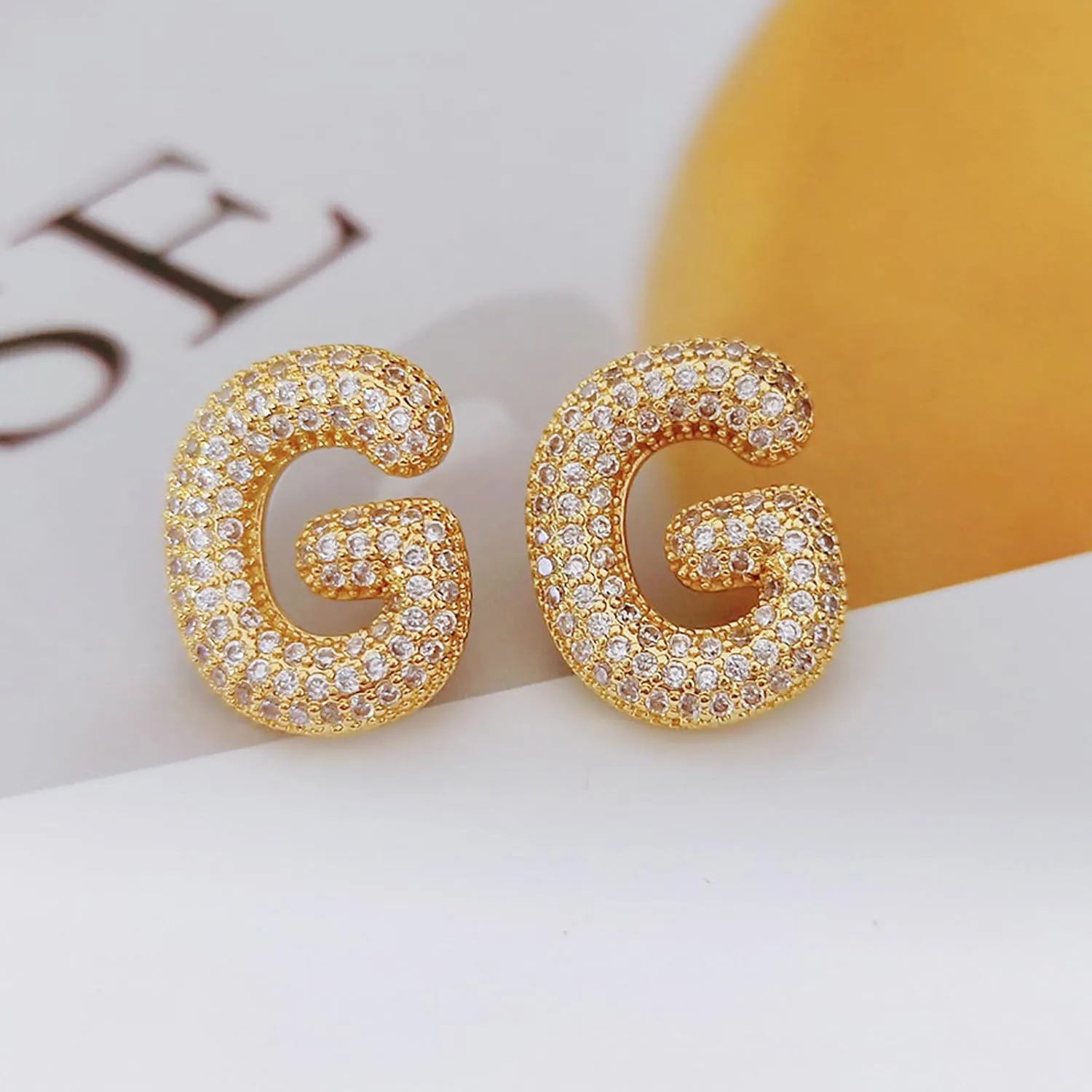 Bubble Initial Earrings for Women, Dainty Balloon Letter Earring Charm 14K Gold Plated Puffy Name Personalized A-Z Alphabet Statement Jewelry