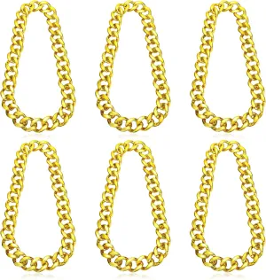 Bucherry 6 Pcs Costume Chain, Rapper Chain Hip Hop Fake Necklace Large Jewelry for Men Women 80s 90s Costume Accessory, 32"
