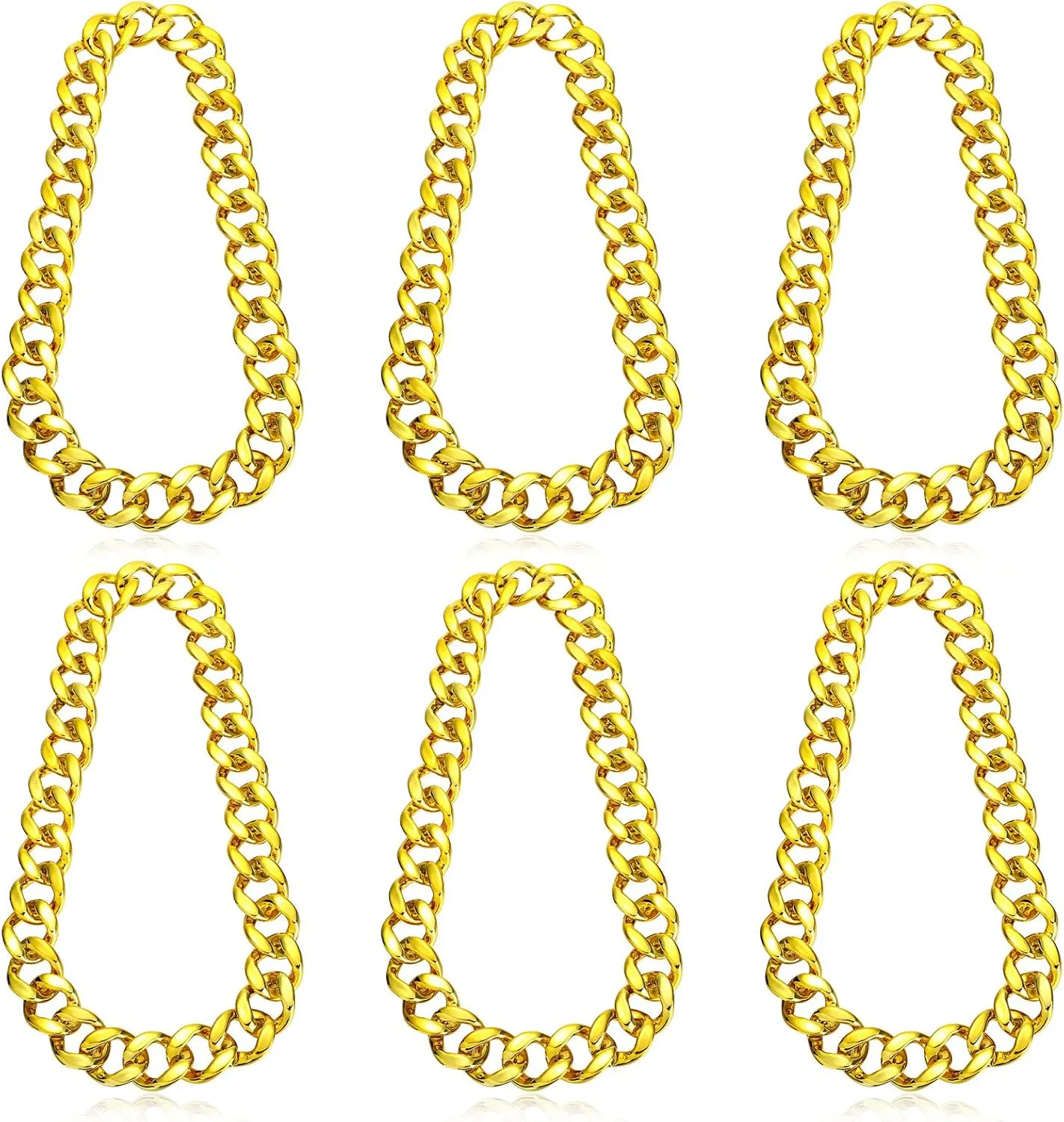 Bucherry 6 Pcs Costume Chain, Rapper Chain Hip Hop Fake Necklace Large Jewelry for Men Women 80s 90s Costume Accessory, 32"