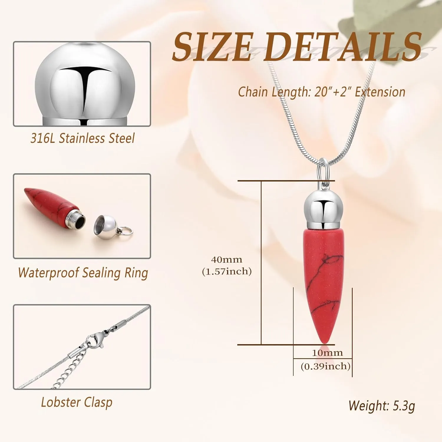 Bullet American Flag Teardrop Urn Necklaces for Man/Women Bullet Cremation Jewelry for Ashes, Stainless Steel Cremation Urns Memorial Keepsake Ashes Holder for Pets Dogs Cats