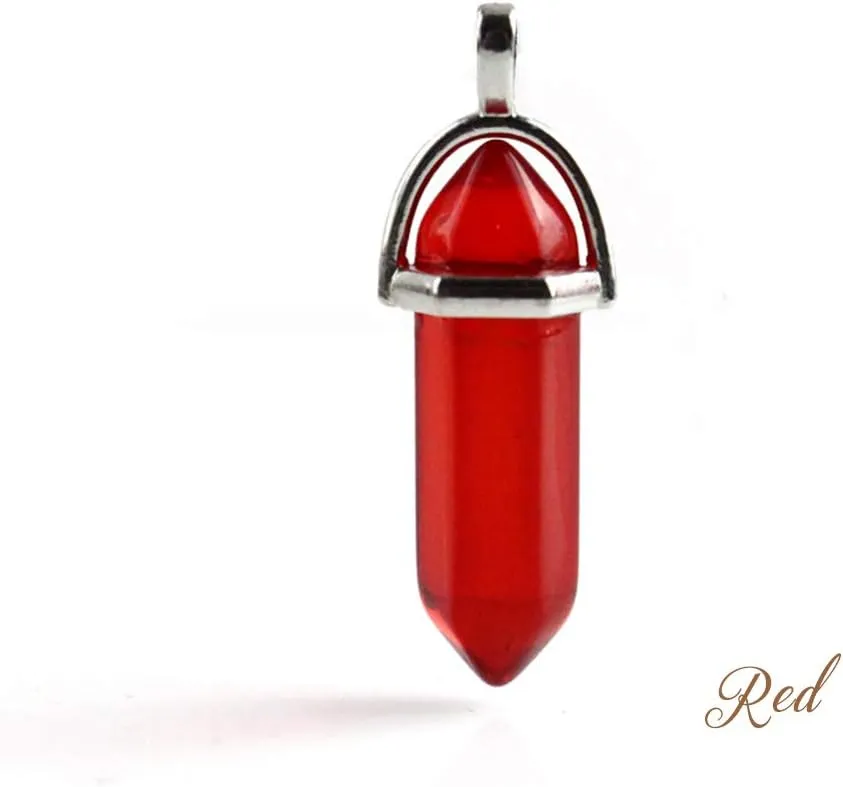 Bullet Shape Gemstone Choker Necklace Hexagonal Pointed Reiki Chakra Pendant Leather Necklace Bohemian Jewelry for Women