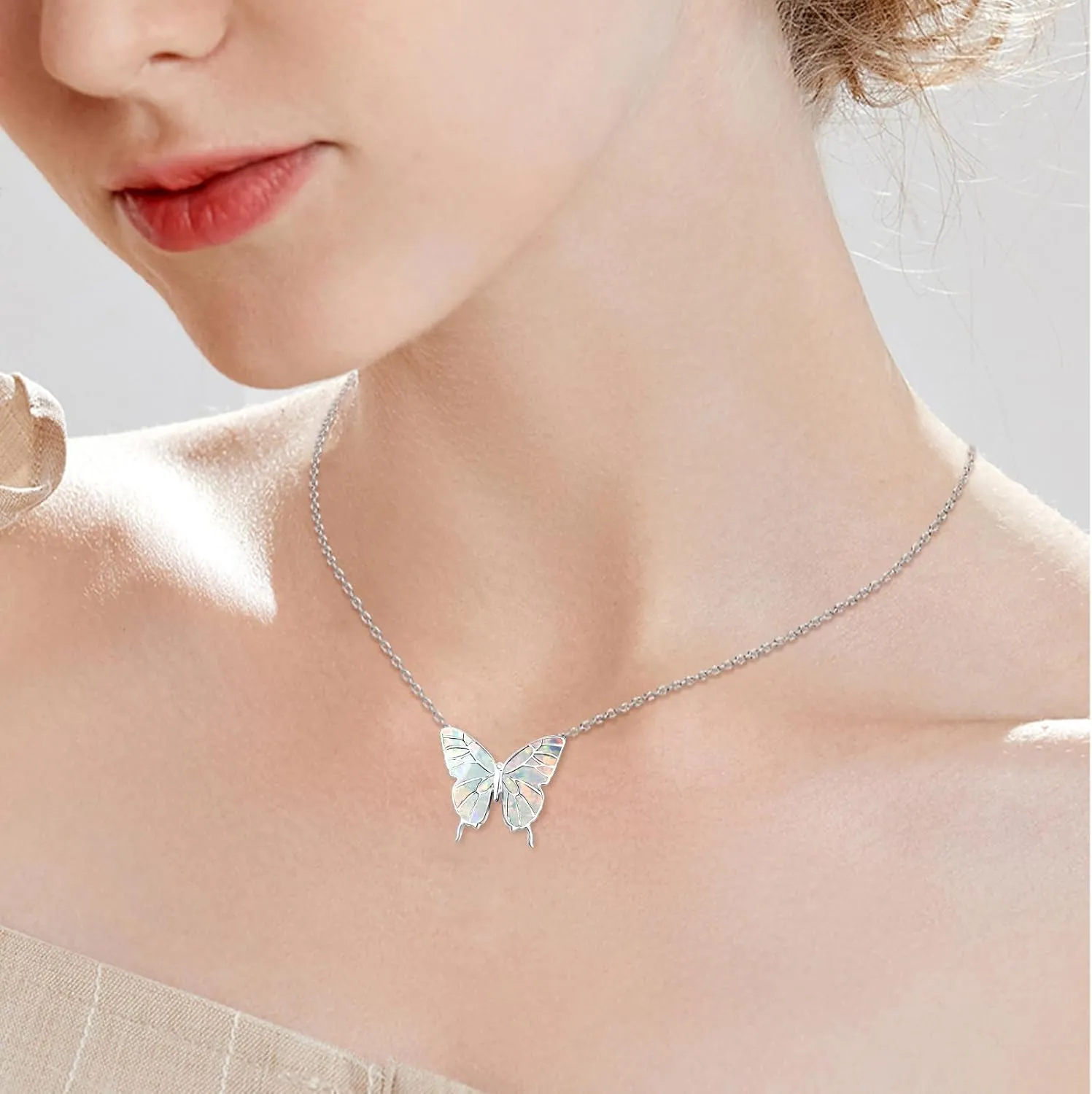 Butterfly Necklace for Women 925 Sterling Silver Butterfly Pendant Necklace Butterfly Gift for Women
