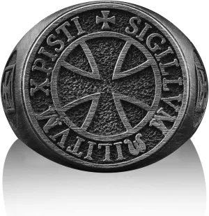 BySilverStone Jewelry - Cross Knights Templar Seal Handmade Sterling Silver Signet Ring, Cross Christian Signet Ring, Cross Christian Knights Templar Seal Jewelry