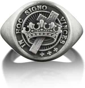 BySilverStone Jewelry Silver Ring Men - Cross Pinky Signet Ring in Silver, Knight Templar Christian Ring For Husband, Crusader Christian Ring For Boyfriend, Faith Ring For Dad
