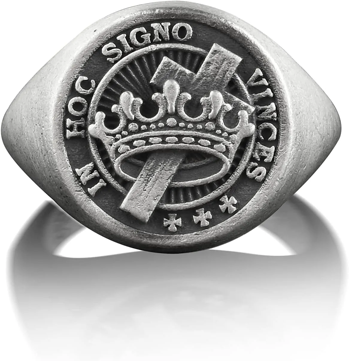 BySilverStone Jewelry Silver Ring Men - Cross Pinky Signet Ring in Silver, Knight Templar Christian Ring For Husband, Crusader Christian Ring For Boyfriend, Faith Ring For Dad