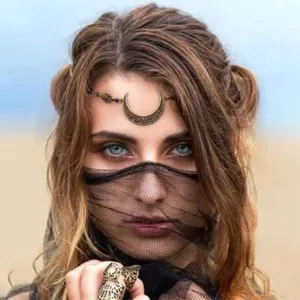 CAKURE Moon Head Chain Bohemia Gold Bronze Hair Chain Headpiece Vintage Forehead Jewelry Gypsy Headpiece Accessories for Women
