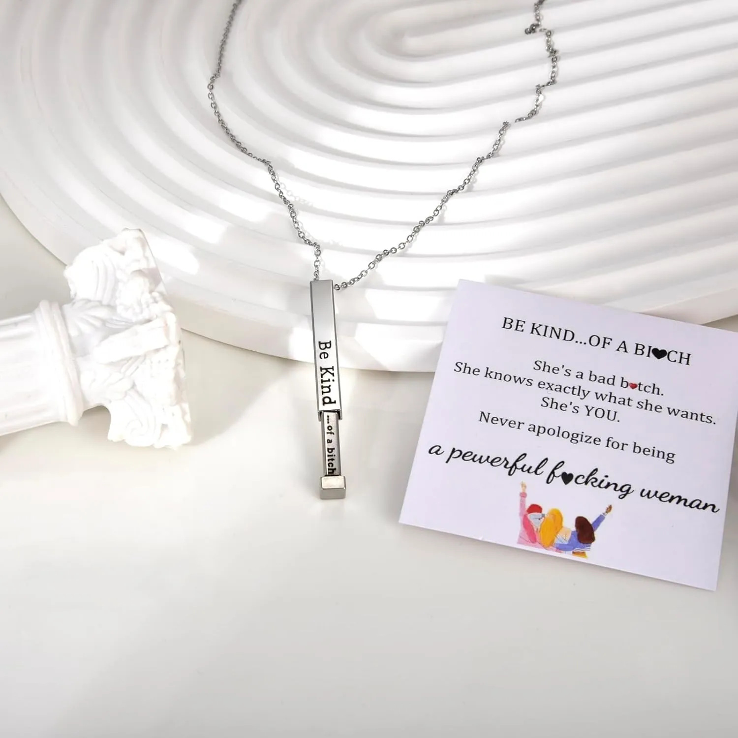 CANDYFANCY Be Kind Of A B Necklaces for Women Inspirational Square Round Tubes Pendant with Hidden Message for Best Friends Girls Gift Jewelry