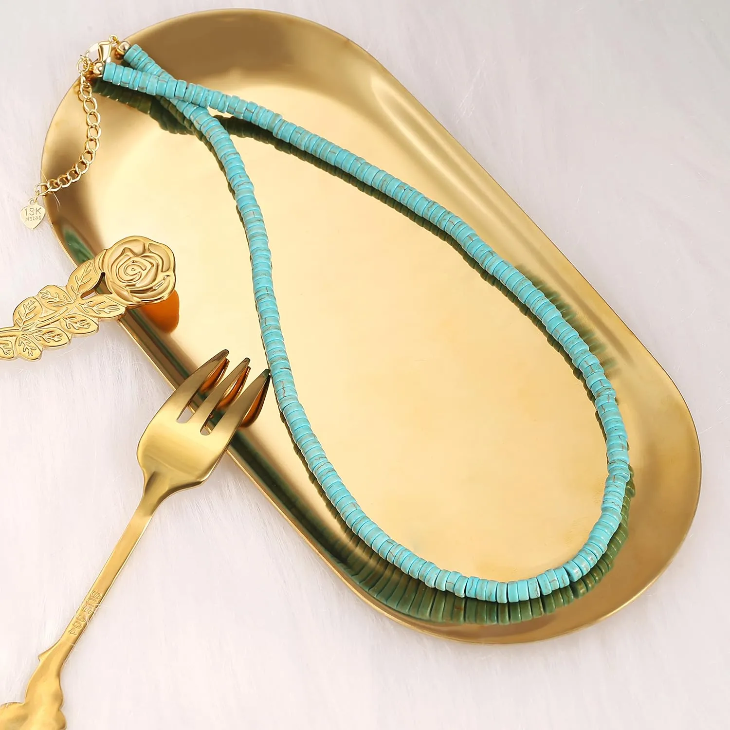 CANEVINKA Bohemian Beaded Choker Necklace 18K Gold Plated Bead Pendant Necklace Vintage Handmade Jewelry for Women