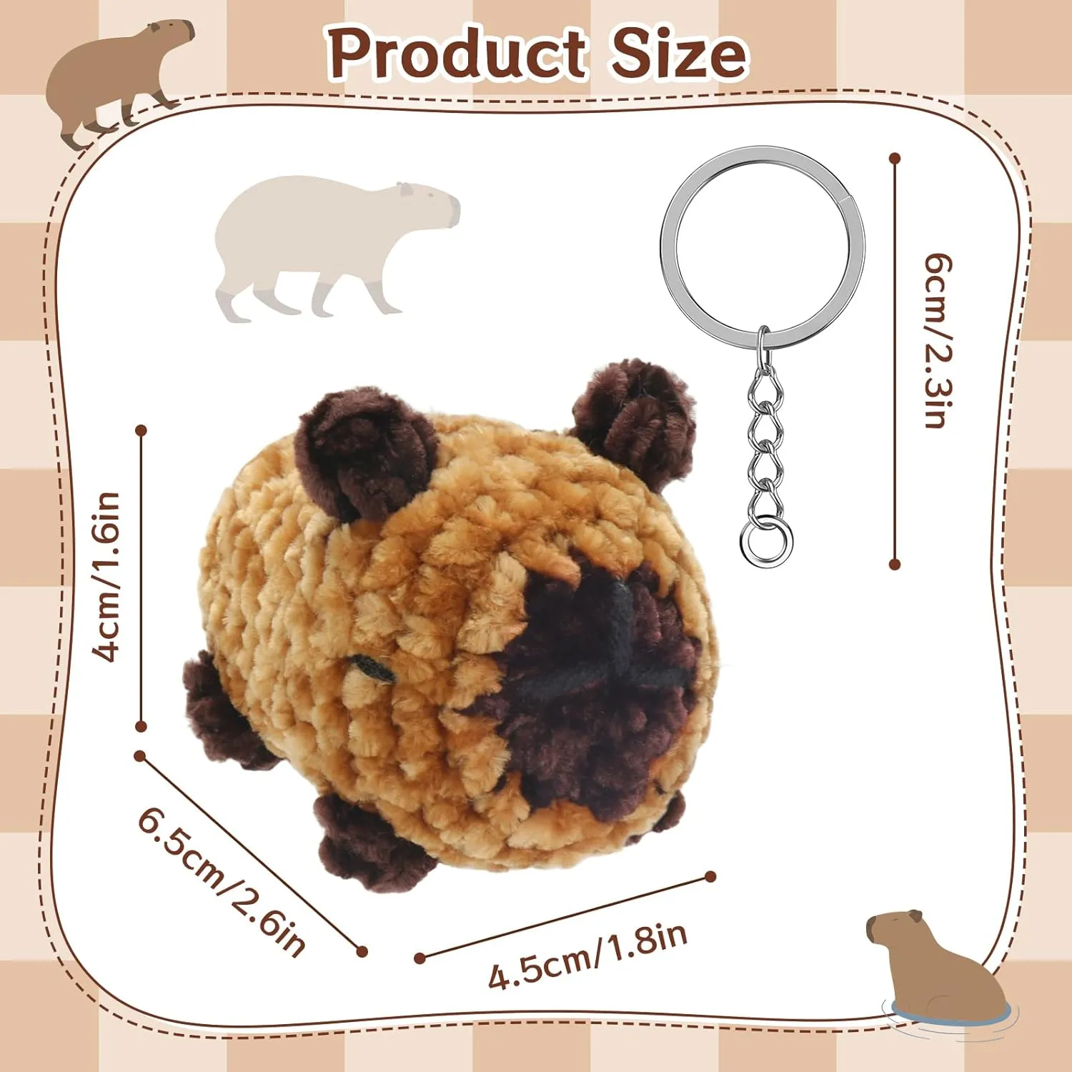 Capybara Keychain Hand-Knitted Pink Pig Platypus Plush Keychain Cute Decor for Women Birthday Gifts
