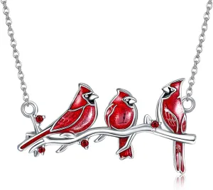Cardinal Necklace 925 Sterling Silver Cardinal Pendant Necklace Cute Bird Jewelry for Women