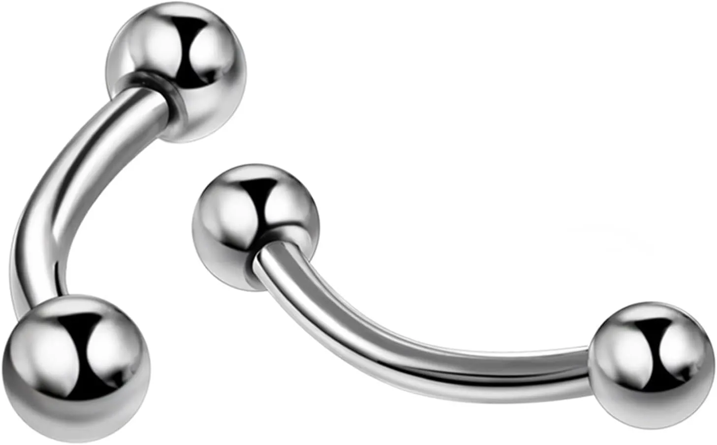 Cartilage Earrings, Titanium Piercing Jewelry 2pcs Eyebrow Tongue Ring 1.2mm Thickness Curved Bar Bent Lever Cone Piercing Jewelry Birthday Gift