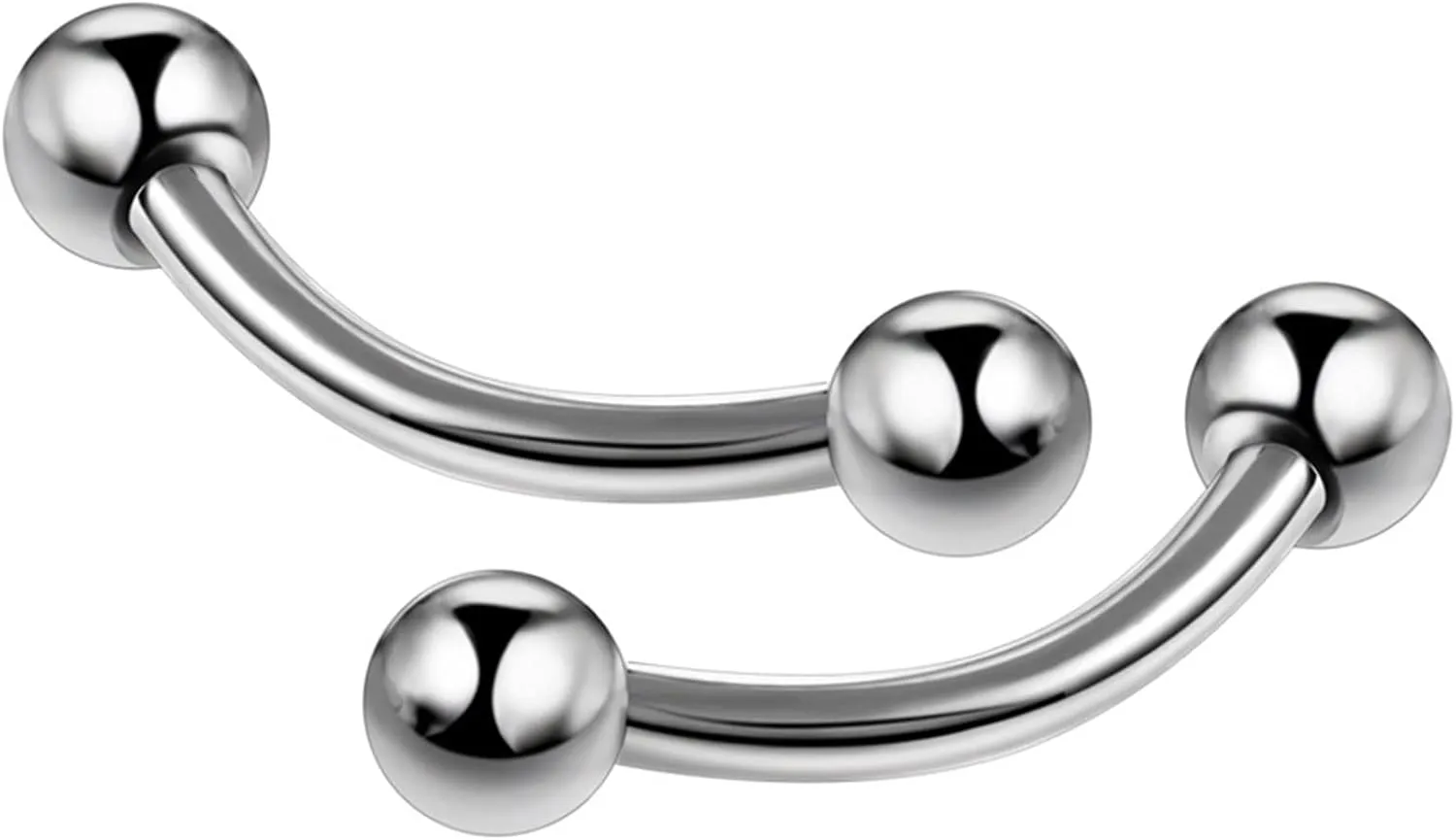 Cartilage Earrings, Titanium Piercing Jewelry 2pcs Eyebrow Tongue Ring 1.2mm Thickness Curved Bar Bent Lever Cone Piercing Jewelry Birthday Gift