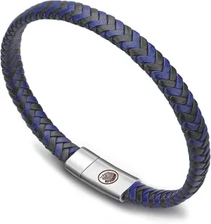 Casisto.J Men's Bracelet  Leather Bracelet  Classic Hand-Braided Cuff Black and Brown with Magnetic Clasp Engraved Gift Jewellery Gift Boxed