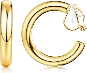 CASSIECA Clip on Earrings for Women Clip on Hoop Earrings Trendy Twisted Chunky Hoop Clip Earrings Hypoallergenic Non Pierced Earrings Jewelry