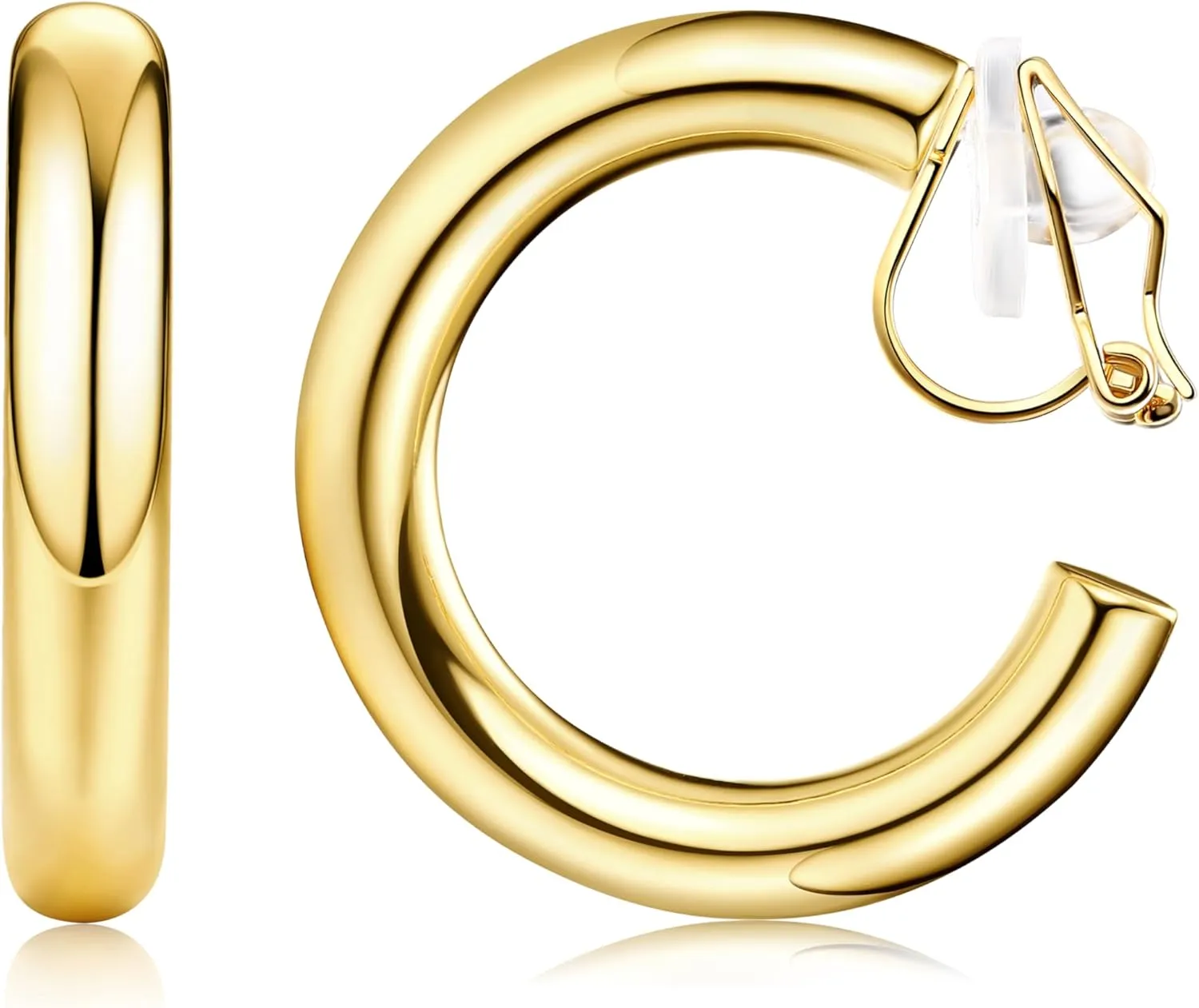CASSIECA Clip on Earrings for Women Clip on Hoop Earrings Trendy Twisted Chunky Hoop Clip Earrings Hypoallergenic Non Pierced Earrings Jewelry