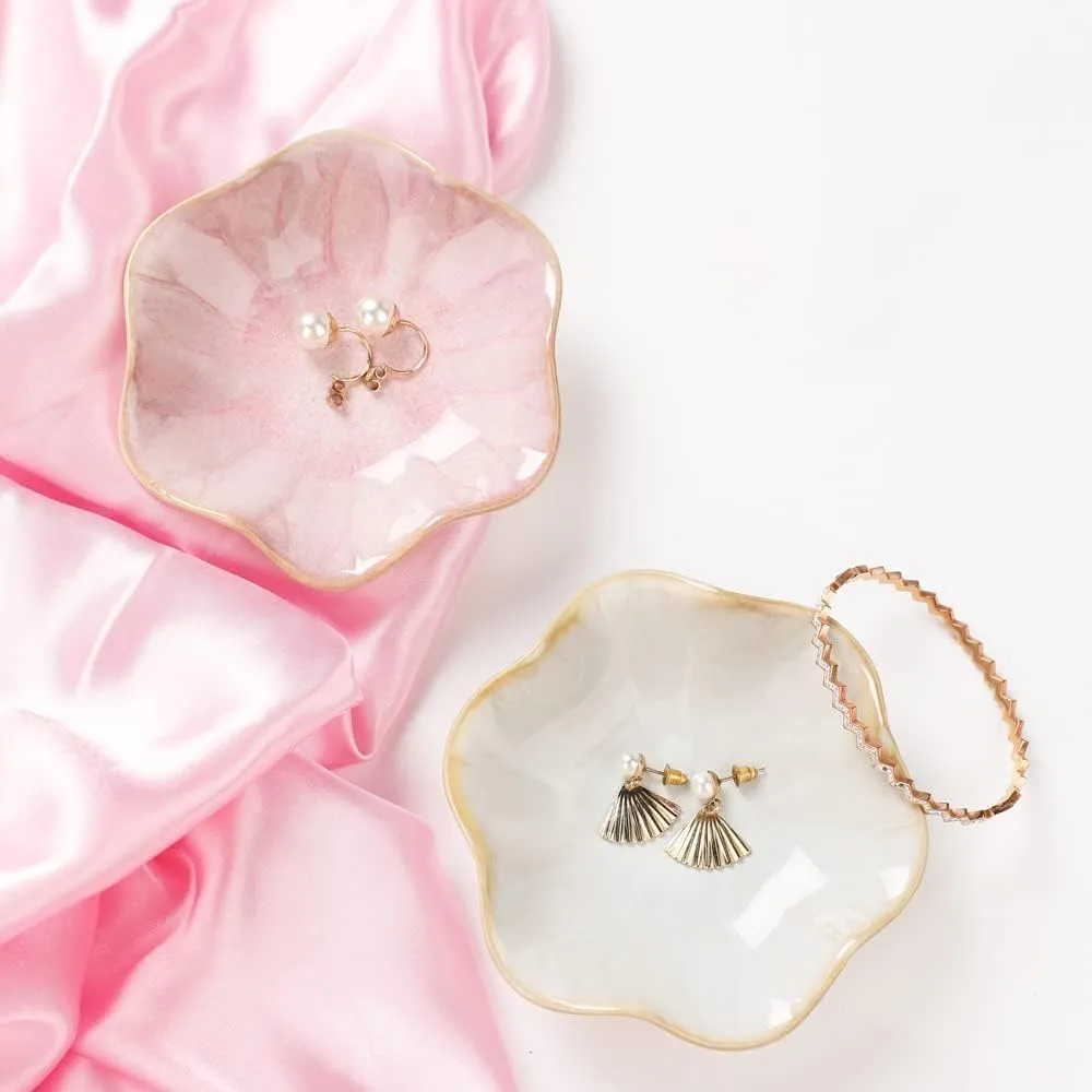 Ceramic Jewelry Dish, Leaf Tray, Key Holder, Small Ring Dish, Plate, Trinket Catchall, Nightstand Decor for Entryway Table, Room Decor