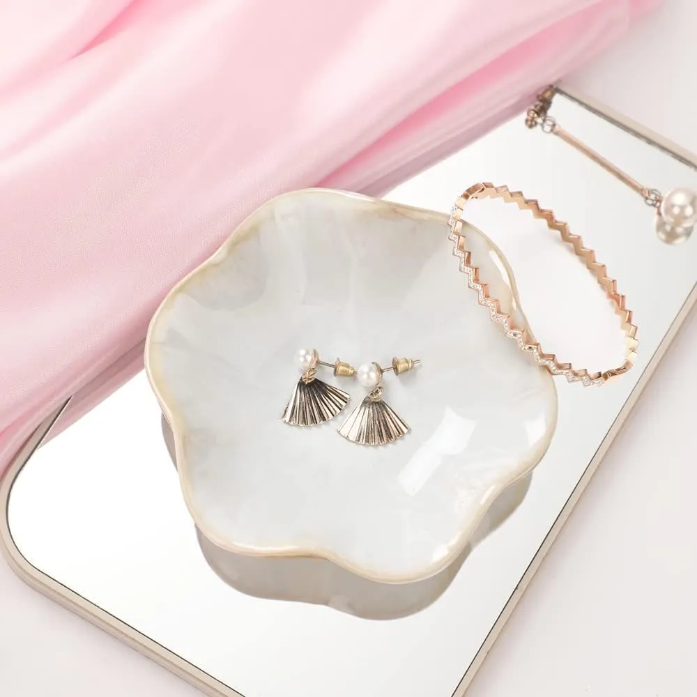Ceramic Jewelry Dish, Leaf Tray, Key Holder, Small Ring Dish, Plate, Trinket Catchall, Nightstand Decor for Entryway Table, Room Decor
