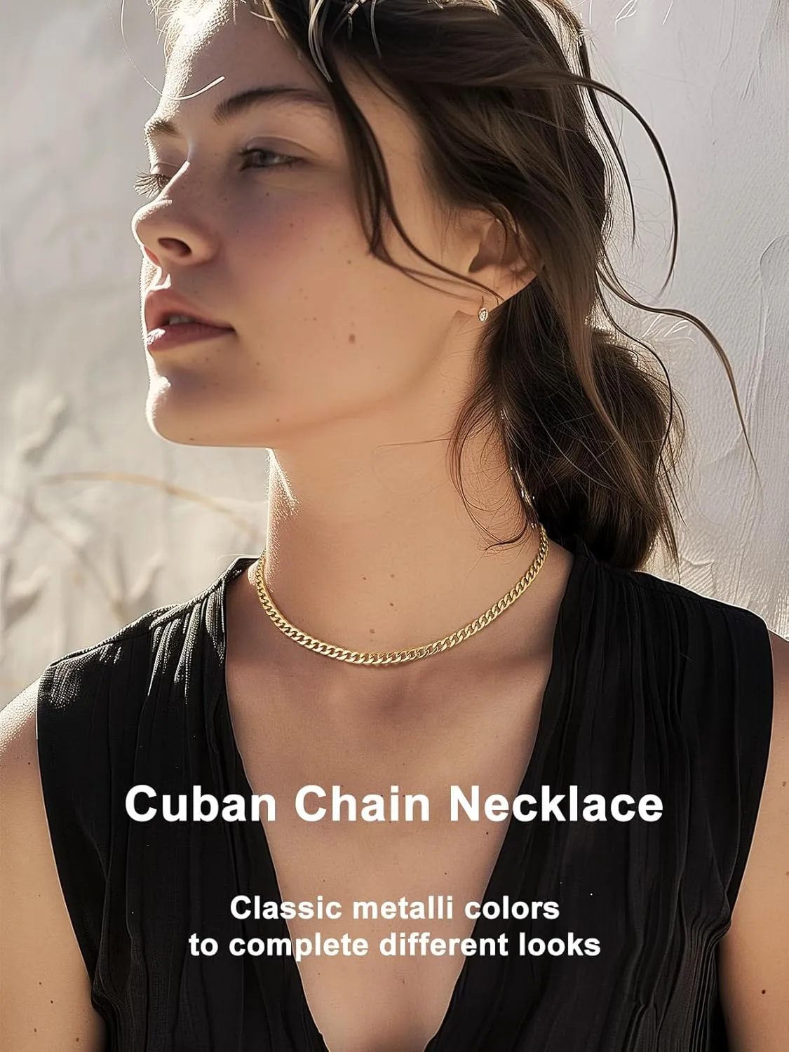 ChainsPro Mens Sturdy Cuban Chain Necklace, 4/5/6/9/12/13/15 MM Width, 14" 18" 20" 22" 24" 26" 28" 30" Length, Hip-Hop Cool Style, 316L Stainless Steel/18K Gold Plated/Black-With Gift Box