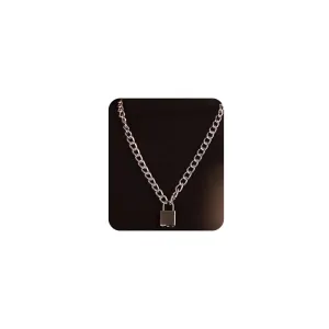 Chargances Boho Layered Lock and Key Pendant Necklace Cuban Chain Long Choker Punk Adjustable Necklace Jewerly for Women (Silver)