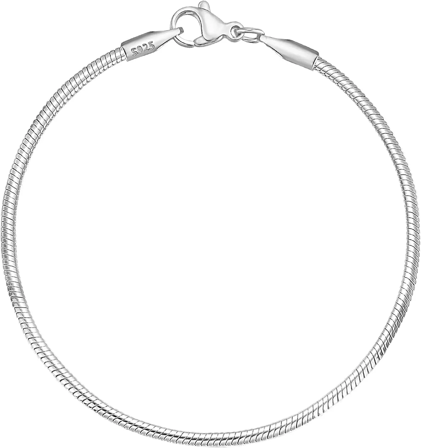 Charm Bracelet 925 Sterling Silver Bracelets for Women 2mm Dainty Snake Chain Bracelet Jewelry Gifts for Her