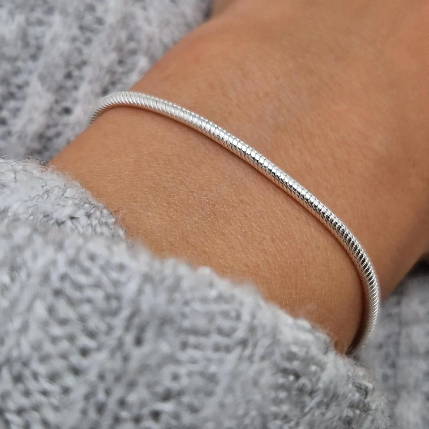 Charm Bracelet 925 Sterling Silver Bracelets for Women 2mm Dainty Snake Chain Bracelet Jewelry Gifts for Her