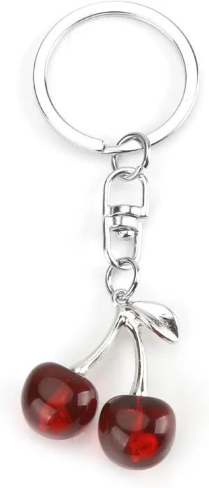 Cherry Keychain,Cherry Keycharms,Cherries Keychains for Women,Cute Keychain,Silver Cherries Keyring,Keycharms Gifts