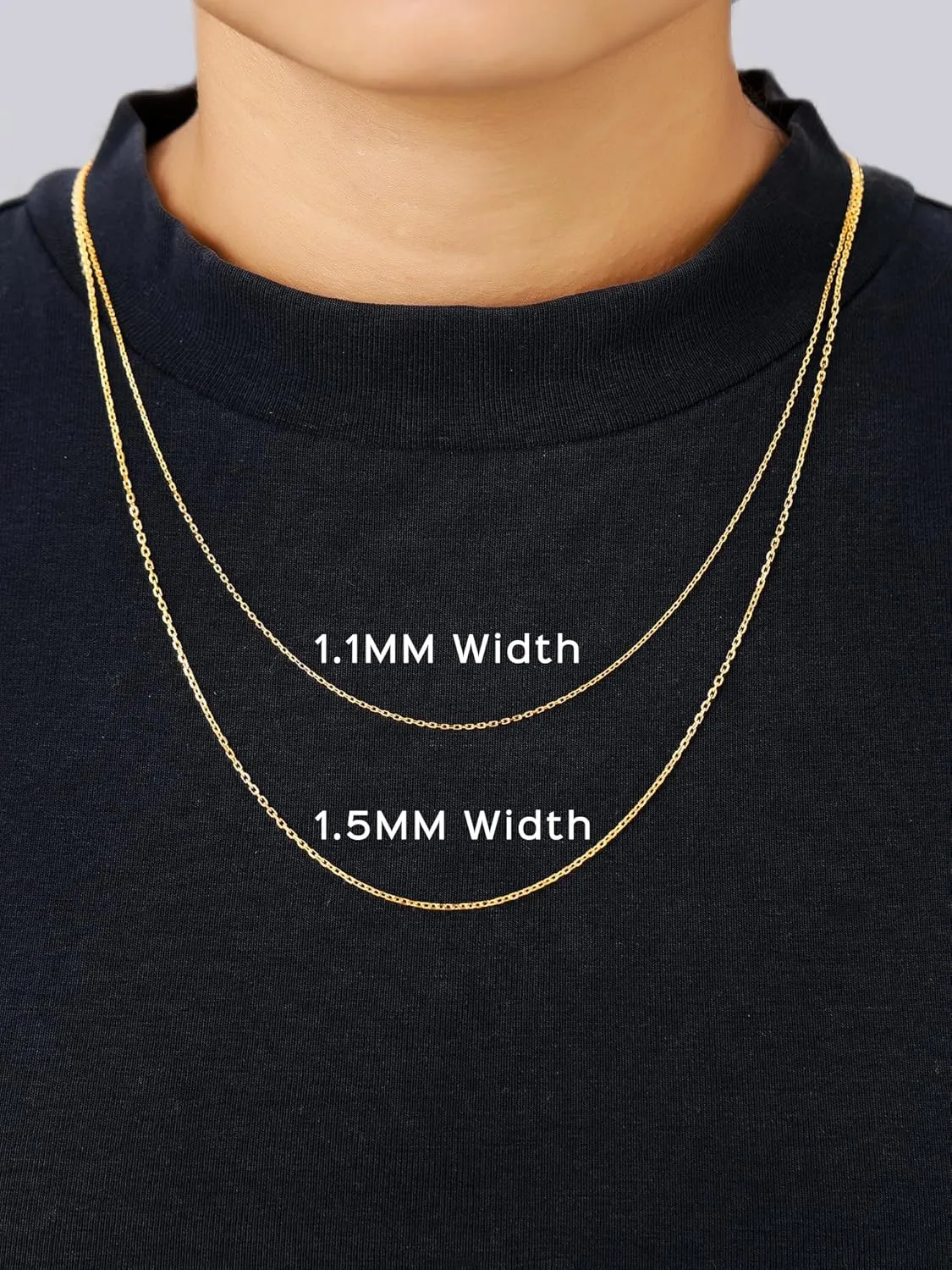 ChicSilver 1.1mm/ 1.5mm 925 Sterling Silver Chains for Women Dainty Thin Silver Necklace Chain for Women - 16/18/20/22/24 Inch (with Gift Box)