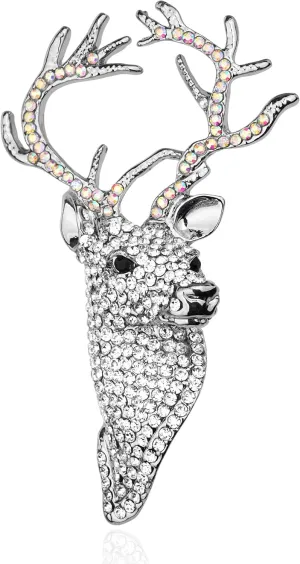 Christmas Brooch Pins for Women Vintage Holly Wreath Deer Christmas Tree Brooches and Pins Colorful Austrian Crystal Enamel Brooch Pins Women Christmas Jewelry Gift