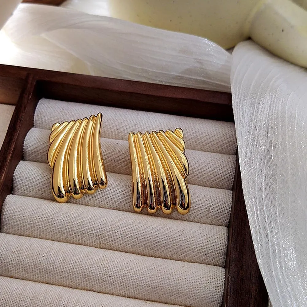 Chunky Gold Drop Earrings Geometric Rectangle Statement Earrings Minimalist Titanium Steel Stud Earrings Trendy Prom Jewelry Accessories for Women