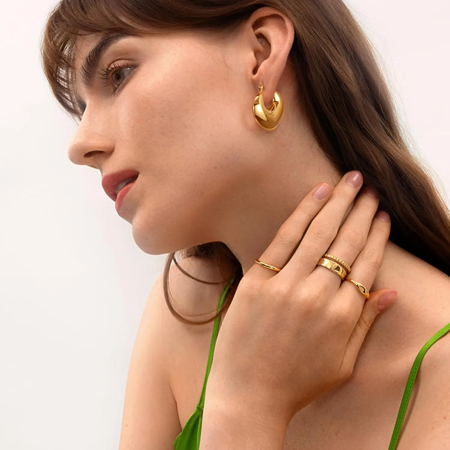 Chunky Gold Hoop Earrings for Women 18K Gold Plated Thick Hoop Earrings Statement Jewelry