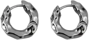 Chunky Irregular Silver Hoop Earrings  18K Gold Plated, Modern Textured Metal Huggie Earrings for Women, Minimalist Statement Jewelry