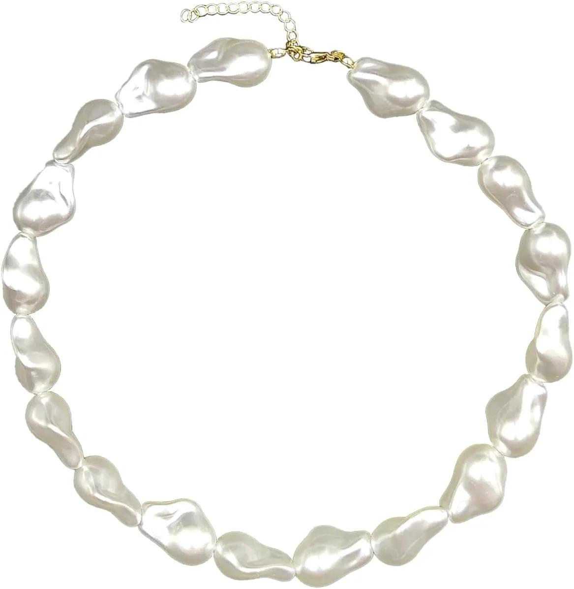 Chunky Pearl Necklace for Women Boho Irregular Pearl Choker Necklace Baroque Pearl Beaded Necklace Vintage Pearl Charm Choker Necklace Trendy Wedding Jewelry for Women