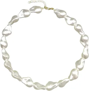 Chunky Pearl Necklace for Women Boho Irregular Pearl Choker Necklace Baroque Pearl Beaded Necklace Vintage Pearl Charm Choker Necklace Trendy Wedding Jewelry for Women