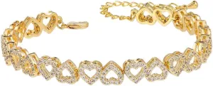 Classic Fashion Tennis Bracelet for Women, White Gold Plated Marquise Teardrop Cubic Zirconia Bridal Wedding Bracelet for Party Prom