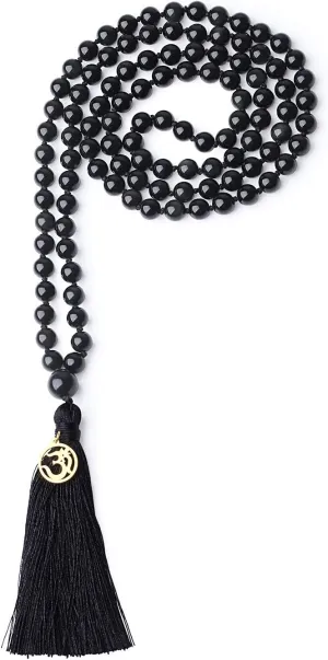 COAI OM Charm Hand Knotted Tassel 108 Mala Beads Necklace