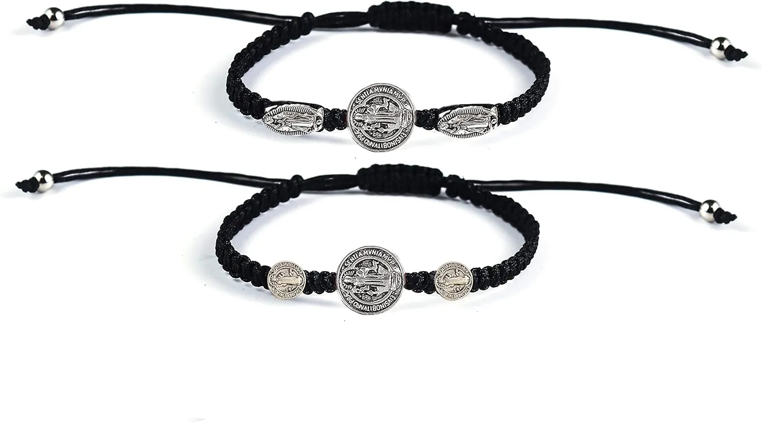COLORFUL BLING Handmade Braided Knot String Virgin Mary Bracelet Set Adjustable Cross Charm Catholic Prayer Wrap Bracelet for Unisex Religious Jewelry