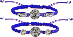 COLORFUL BLING Handmade Braided Knot String Virgin Mary Bracelet Set Adjustable Cross Charm Catholic Prayer Wrap Bracelet for Unisex Religious Jewelry