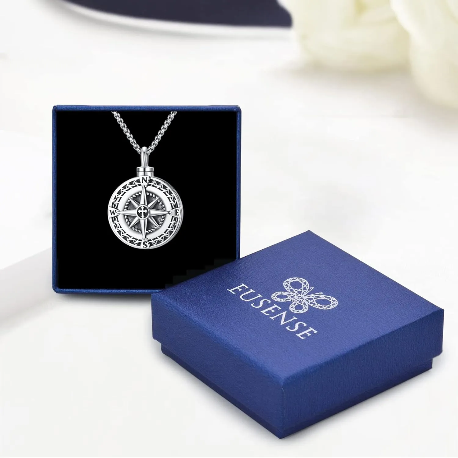 Compass Necklace for Women Men 925 Sterling Silver Pendant Urn Necklaces for Ashes Picture Locket Necklace Anchor Necklace Viking Necklace Crystals CZ Moonstone Abalone Shell Turquoise Compass Jewelry