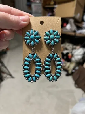 Copper & Turquoise Daisy Post Back Earrings