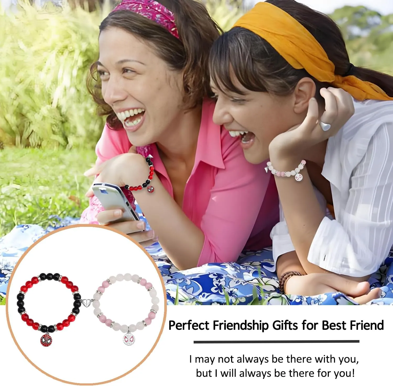 Couple Matching Bracelet Superhero Gifts for Best Friend Couples Husband Wife Boyfriend Girlfriend Birthday Gifts Valentine's Day Gifts Beads Superhero Bracelets Spider Stuff Cartoon Jewelry for Superhero Fans Cat Lovers