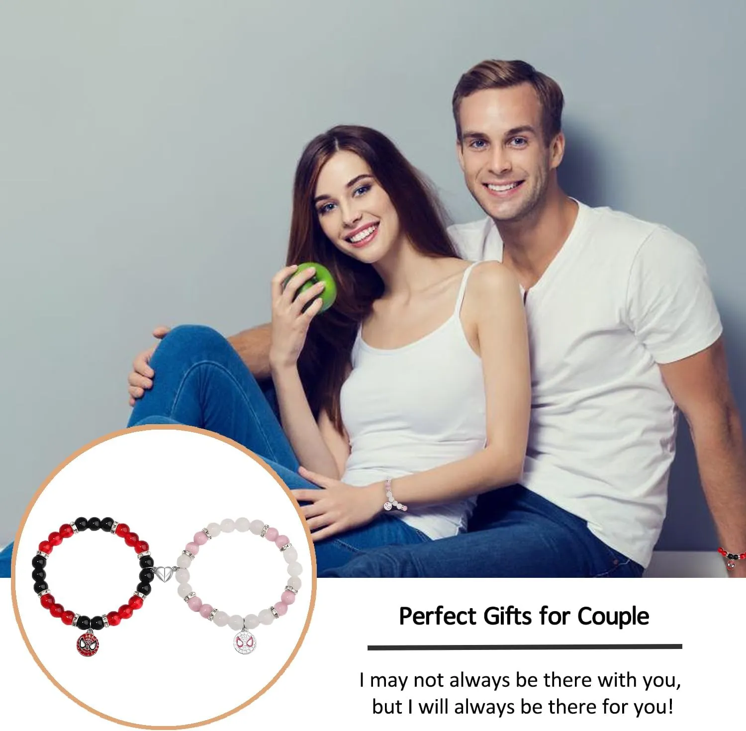 Couple Matching Bracelet Superhero Gifts for Best Friend Couples Husband Wife Boyfriend Girlfriend Birthday Gifts Valentine's Day Gifts Beads Superhero Bracelets Spider Stuff Cartoon Jewelry for Superhero Fans Cat Lovers