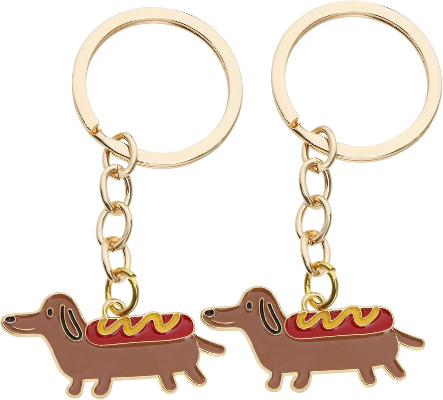 Create idea 2PCS Keyring Dog Dachshund Keyring 38x18mm Gold Tone Keychain for Birthday Valentines Day Thanksgiving New Year Gift for Women Girls Kids Pet Bag Purse Charm