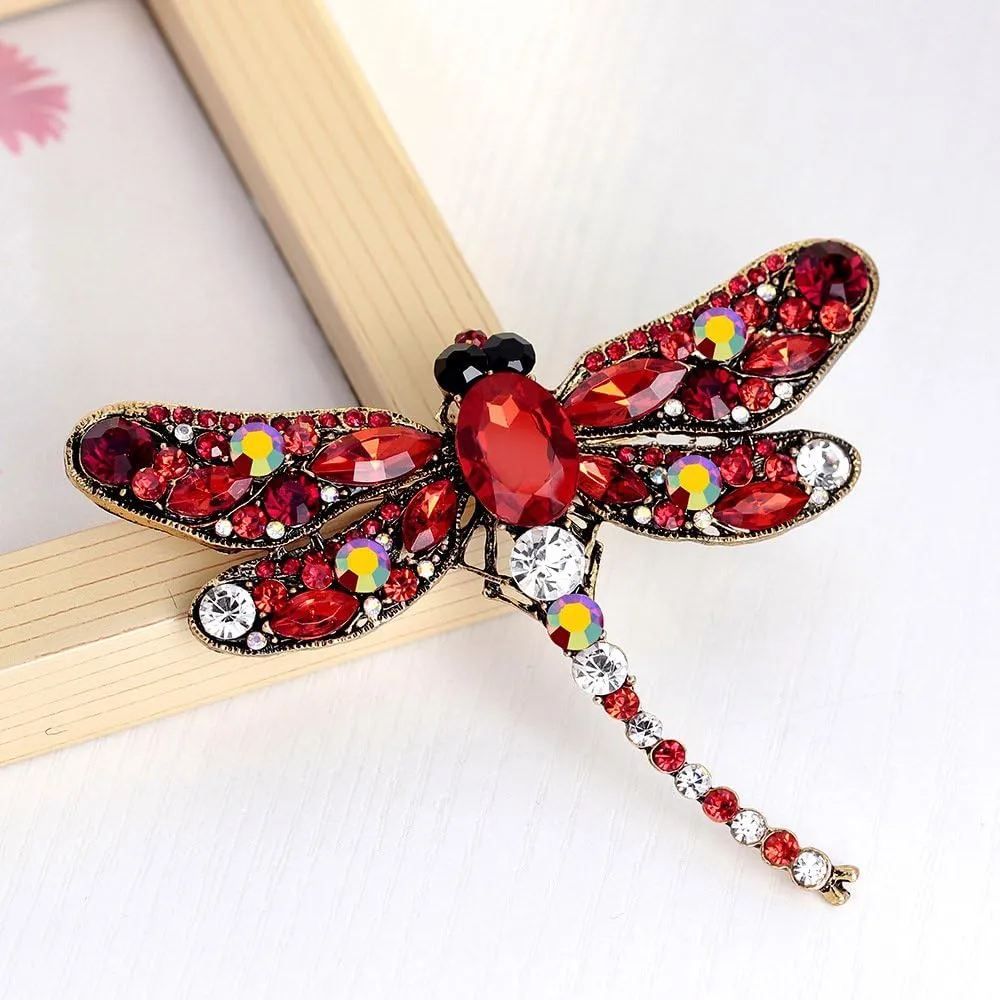 Created Rhinestone Crystal Brooch, Pretty Dragonfly Fashion Pin Gift for Women Girls