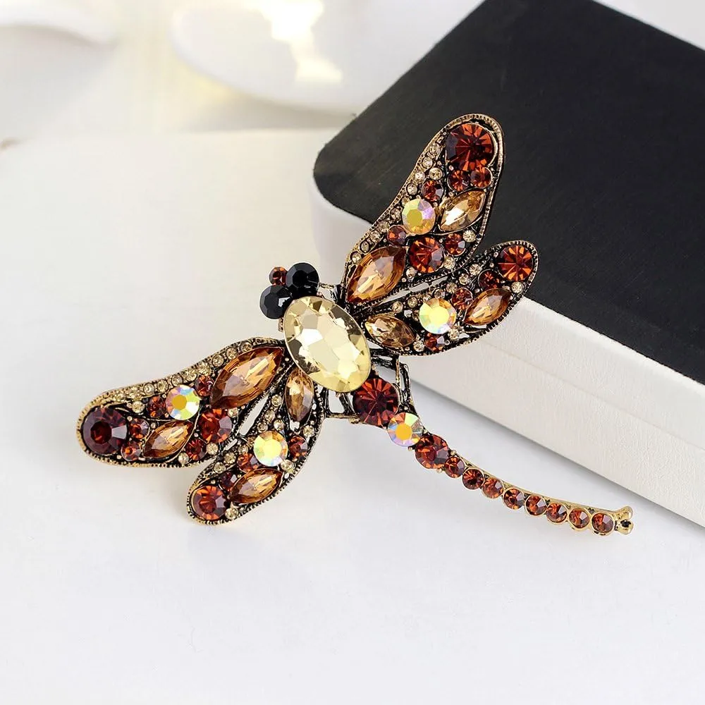 Created Rhinestone Crystal Brooch, Pretty Dragonfly Fashion Pin Gift for Women Girls