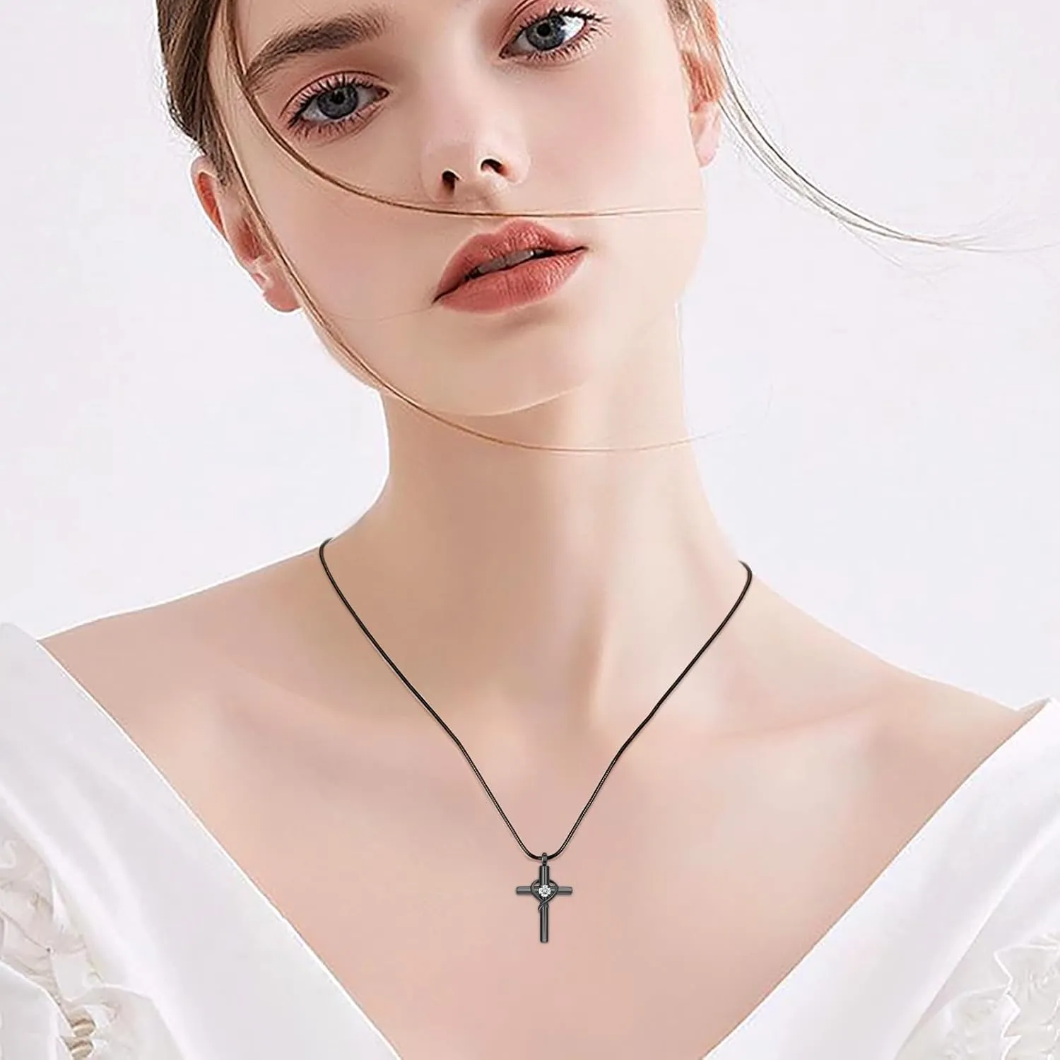 Cremation Jewelry for Ashes Pendant - Cross Necklace for Women Men Birthstone Necklaces for Teen Girls Gifts for Valentine's Day Birthday or Anniversary