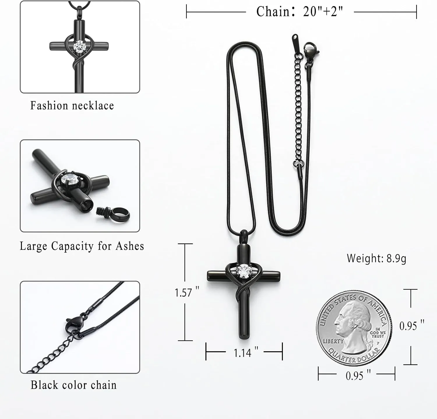 Cremation Jewelry for Ashes Pendant - Cross Necklace for Women Men Birthstone Necklaces for Teen Girls Gifts for Valentine's Day Birthday or Anniversary