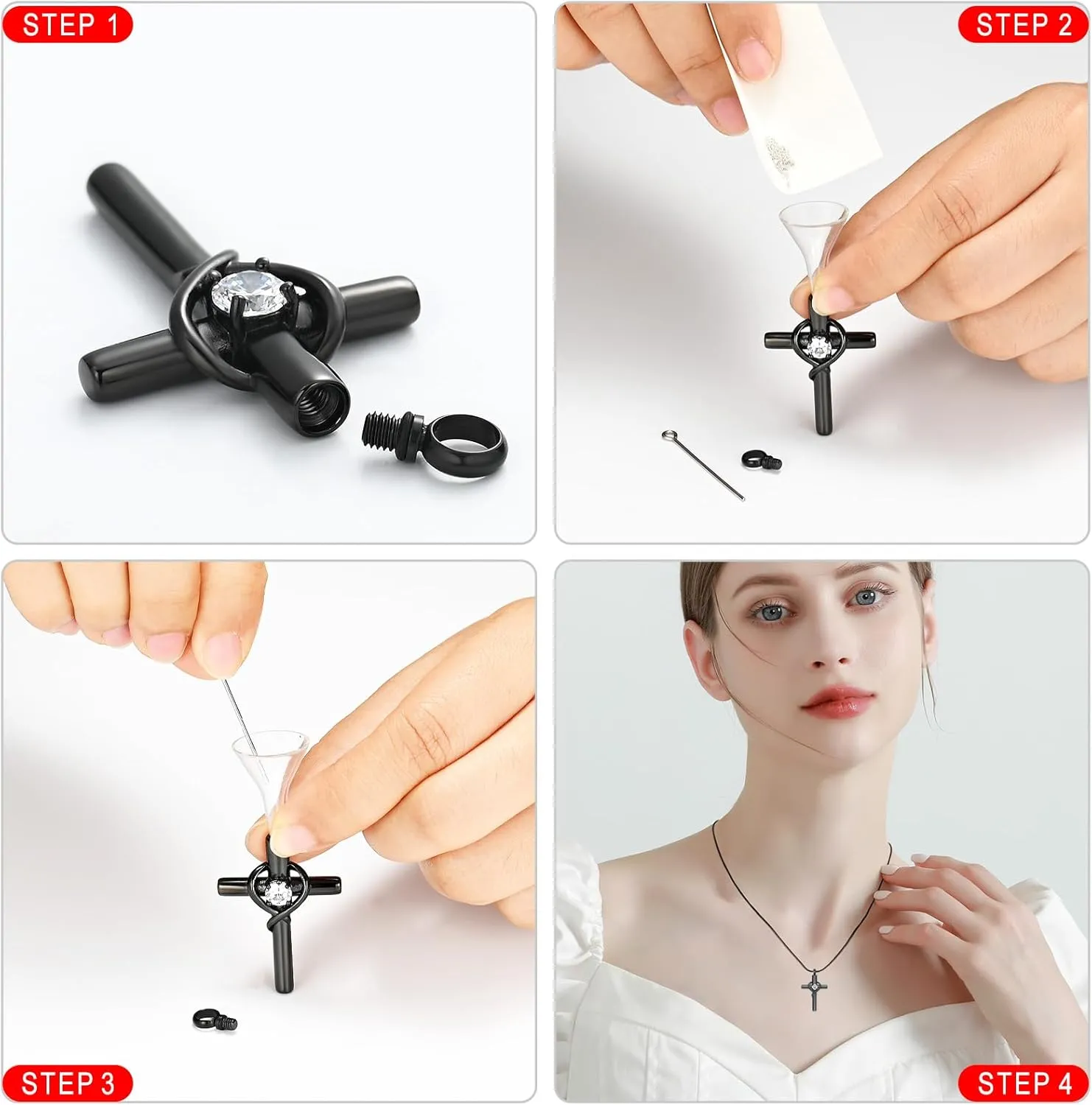 Cremation Jewelry for Ashes Pendant - Cross Necklace for Women Men Birthstone Necklaces for Teen Girls Gifts for Valentine's Day Birthday or Anniversary