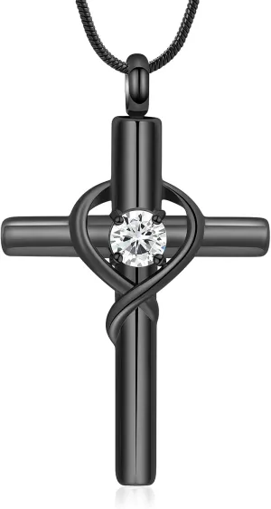 Cremation Jewelry for Ashes Pendant - Cross Necklace for Women Men Birthstone Necklaces for Teen Girls Gifts for Valentine's Day Birthday or Anniversary