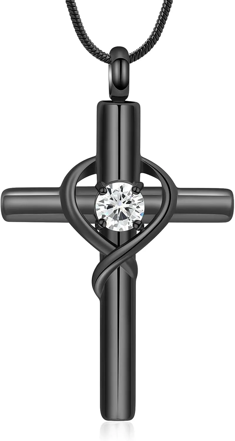 Cremation Jewelry for Ashes Pendant - Cross Necklace for Women Men Birthstone Necklaces for Teen Girls Gifts for Valentine's Day Birthday or Anniversary